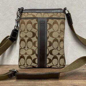 Coach Signature Stripe 'Brown/Khaki' Sutton Swing Pac Crossbody Bag